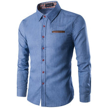 Load image into Gallery viewer, 2020 Fashion Denim Blue Men Shirt Long-Sleeved Casual Shirts For Men Slim Fit Luxury Male Dress Shirts Formal Tops For New Year
