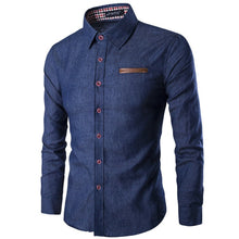 Load image into Gallery viewer, 2020 Fashion Denim Blue Men Shirt Long-Sleeved Casual Shirts For Men Slim Fit Luxury Male Dress Shirts Formal Tops For New Year
