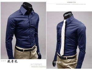 2019 Mens Slim Fit Unique Neckline Stylish Dress Long Sleeve Casual Shirts Mens Shirt Camisa Camisas Masculina Turn-down Collar