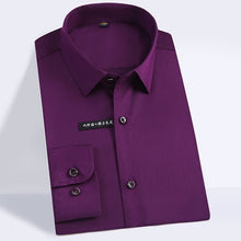 Load image into Gallery viewer, Men's Easy Care Solid Bamboo Fiber Dress Shirts Comfortable Soft Long Sleeve Elastic Non Iron Male Regular-fit Formal Tops Shirt
