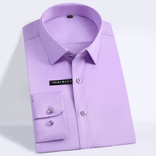 Load image into Gallery viewer, Men's Easy Care Solid Bamboo Fiber Dress Shirts Comfortable Soft Long Sleeve Elastic Non Iron Male Regular-fit Formal Tops Shirt
