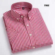Load image into Gallery viewer, High Quality Men&#39;s Oxford Casual Shirts Leisure Design Plaid Men&#39;s Social Shirts 100% Cotton Short Sleeve Men&#39;s Dress Shirts
