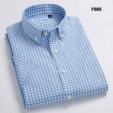Load image into Gallery viewer, High Quality Men&#39;s Oxford Casual Shirts Leisure Design Plaid Men&#39;s Social Shirts 100% Cotton Short Sleeve Men&#39;s Dress Shirts
