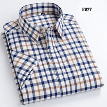 Load image into Gallery viewer, High Quality Men&#39;s Oxford Casual Shirts Leisure Design Plaid Men&#39;s Social Shirts 100% Cotton Short Sleeve Men&#39;s Dress Shirts
