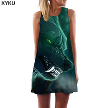 Load image into Gallery viewer, KYKU Wolf Dress Women Forest Office Animal Tank Lightning Beach Black Short Womens Clothing Casual Gothic Large Sizes
