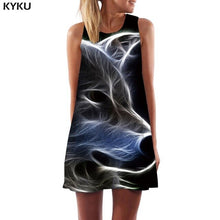 Load image into Gallery viewer, KYKU Wolf Dress Women Forest Office Animal Tank Lightning Beach Black Short Womens Clothing Casual Gothic Large Sizes
