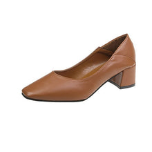Load image into Gallery viewer, Women Spring Square High Heels Shoe Woman Classic Slip On Casual Ladies Elegant Square Toe Soft PU Fashion Female Pump New
