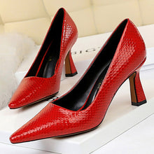Load image into Gallery viewer, Bigtree Shoes Sexy Kitten Heels Snake Women Pumps Spring Women Shoes High Heels Pointed Party Shoes Red Lady Shoes Plus Size 43
