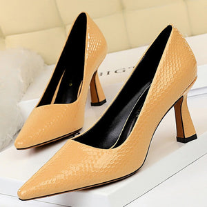 Bigtree Shoes Sexy Kitten Heels Snake Women Pumps Spring Women Shoes High Heels Pointed Party Shoes Red Lady Shoes Plus Size 43