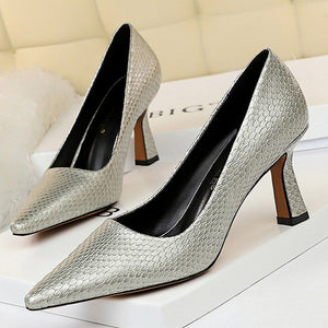 Bigtree Shoes Sexy Kitten Heels Snake Women Pumps Spring Women Shoes High Heels Pointed Party Shoes Red Lady Shoes Plus Size 43