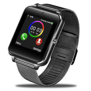 2019 New Bluetooth Smart phone Watch Men Sport Pedometer Fashion Stainless Steel Smart Watch Support SIM TF Card Camera Android