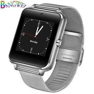 2019 New Bluetooth Smart phone Watch Men Sport Pedometer Fashion Stainless Steel Smart Watch Support SIM TF Card Camera Android