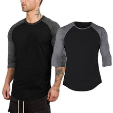 Load image into Gallery viewer, Hirigin Brand Harajuku Jogger 3/4 Sleeve Tshirt Mens Baseball Raglan Tee Jersey Lot T-Shirts Crew Neck Plain Tops Streetwear
