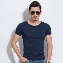 Load image into Gallery viewer, Lycra Men'S T Shirt Short Sleeve T-Shirt O-Neck Slim Solid Color Half Sleeved Tee Shirt 2019 MRMT
