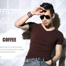 Load image into Gallery viewer, Lycra Men'S T Shirt Short Sleeve T-Shirt O-Neck Slim Solid Color Half Sleeved Tee Shirt 2019 MRMT
