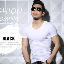 Load image into Gallery viewer, Lycra Men'S T Shirt Short Sleeve T-Shirt O-Neck Slim Solid Color Half Sleeved Tee Shirt 2019 MRMT
