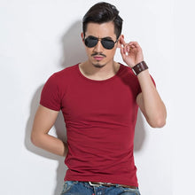 Load image into Gallery viewer, Lycra Men'S T Shirt Short Sleeve T-Shirt O-Neck Slim Solid Color Half Sleeved Tee Shirt 2019 MRMT
