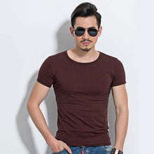 Load image into Gallery viewer, Lycra Men'S T Shirt Short Sleeve T-Shirt O-Neck Slim Solid Color Half Sleeved Tee Shirt 2019 MRMT
