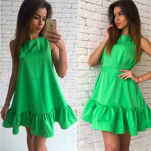 Fashion Female Summer Dress 2019 Casual Club Dress Red Pink Sleeveless Women Dress Vestidos Pleated MiNi Dress Women Clothing