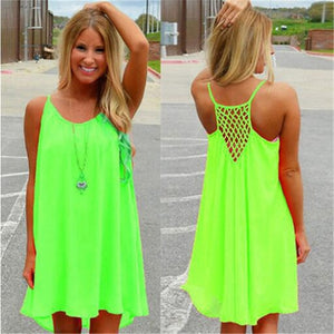 Women Beach Dress Fluorescence Female Summer Dress Chiffon Voile Women Casual Dress 2020 Summer Style Women Clothing Plus Size