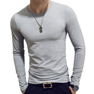 2020 Spring Autumn Men T-Shirts Long Sleeve O-Neck Casual Fitness Jogging Solid Fashion Tee Basic Running Homme Top Clothing