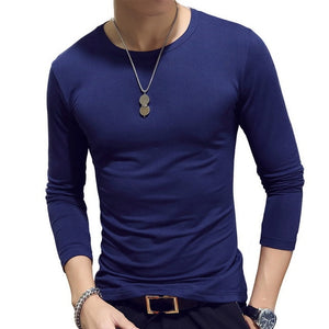 2020 Spring Autumn Men T-Shirts Long Sleeve O-Neck Casual Fitness Jogging Solid Fashion Tee Basic Running Homme Top Clothing