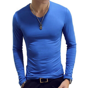 2020 Spring Autumn Men T-Shirts Long Sleeve O-Neck Casual Fitness Jogging Solid Fashion Tee Basic Running Homme Top Clothing