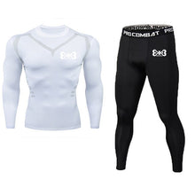 Load image into Gallery viewer, Rexchi 2 pçs/set treino masculino ginásio de fitness compressão esportes terno roupas correndo jogging esporte wear exercício wo

