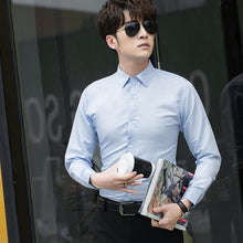 Load image into Gallery viewer, Men's Professional Business Shirt Men's Dress Up Casual Slim Long Sleeve Solid Shirt Men Plus Size Men's White Red Black Shirt
