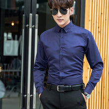 Load image into Gallery viewer, Men's Professional Business Shirt Men's Dress Up Casual Slim Long Sleeve Solid Shirt Men Plus Size Men's White Red Black Shirt
