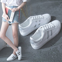 Load image into Gallery viewer, HOT Women Sneakers 2020 Fashion Breathble Vulcanized Shoes Women Pu leather Platform Shoes Women Lace up Casual Shoes White
