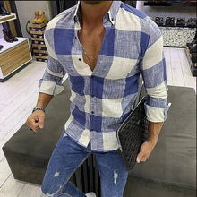Load image into Gallery viewer, Modis Korean Men's Casual Dress Shirt Mens Plaid Long Sleeve Cotton Top Blouse Shirts Camisa Masculina Chemise Homme Male Shirt
