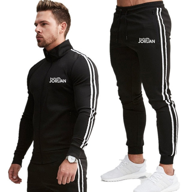 2 Piece Men Hoodies+Pants Sport Suit Jordan Men Clothing Set Gyms Sport wear Tracksuit Fitness Bodybuilding Suit Jogger Men Set