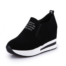 Load image into Gallery viewer, New Flock Increasing Shoes High Heels Lady Casual black Women Sneakers Leisure Platform Shoes Slip-On Breathable Height Sneakers

