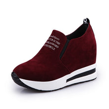 Load image into Gallery viewer, New Flock Increasing Shoes High Heels Lady Casual black Women Sneakers Leisure Platform Shoes Slip-On Breathable Height Sneakers
