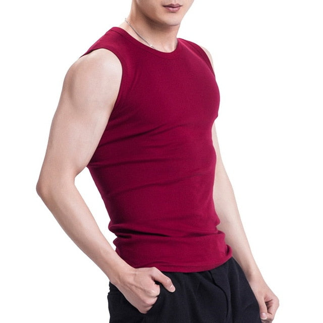 Casual Fitness Fashion Tanks Men Simple Wear Undershirt Solid O-neck Sleeveless Breathable Cotton Tanks Top 2018 Summer