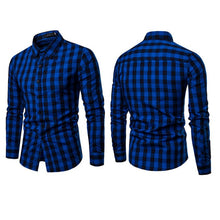 Load image into Gallery viewer, Classic Casual Men&#39;s Button Down Slim Fit Long Sleeved Dress Business Shirts Tops Modern S-2XL Slim Plaid Blouse Musle Shape
