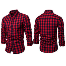 Load image into Gallery viewer, Classic Casual Men&#39;s Button Down Slim Fit Long Sleeved Dress Business Shirts Tops Modern S-2XL Slim Plaid Blouse Musle Shape
