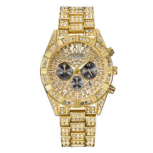 Business Watches For Men Silver Gold Top Brand Luxury Diamond Ice Out Quartz Wrist Watch Man Hip Hop Waterproof Date Clock xfcs