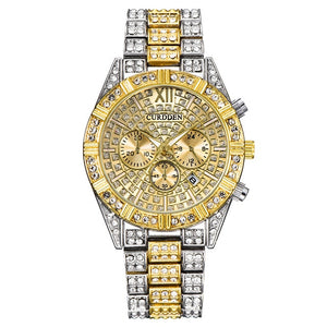 Business Watches For Men Silver Gold Top Brand Luxury Diamond Ice Out Quartz Wrist Watch Man Hip Hop Waterproof Date Clock xfcs