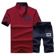 Load image into Gallery viewer, Summer Polo Shirt Mens Short Sleeve Polo + Shorts Suit Male Solid Jersey Breathable 2PC Top Short Set Fitness Sportsuits Set Men
