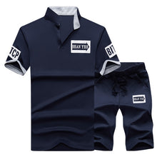 Load image into Gallery viewer, Summer Polo Shirt Mens Short Sleeve Polo + Shorts Suit Male Solid Jersey Breathable 2PC Top Short Set Fitness Sportsuits Set Men
