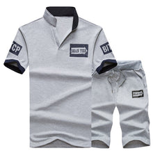 Load image into Gallery viewer, Summer Polo Shirt Mens Short Sleeve Polo + Shorts Suit Male Solid Jersey Breathable 2PC Top Short Set Fitness Sportsuits Set Men
