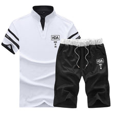 Load image into Gallery viewer, Summer Polo Shirt Mens Short Sleeve Polo + Shorts Suit Male Solid Jersey Breathable 2PC Top Short Set Fitness Sportsuits Set Men
