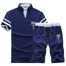 Load image into Gallery viewer, Summer Polo Shirt Mens Short Sleeve Polo + Shorts Suit Male Solid Jersey Breathable 2PC Top Short Set Fitness Sportsuits Set Men
