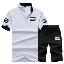Load image into Gallery viewer, Summer Polo Shirt Mens Short Sleeve Polo + Shorts Suit Male Solid Jersey Breathable 2PC Top Short Set Fitness Sportsuits Set Men
