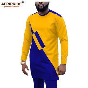 2019 Dashiki Men Tracksuit 2 Piece African Shirts and Ankara Pants Suits Plus Size Outwear Clothes Wear AFRIPRIDE A1916057