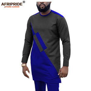 2019 Dashiki Men Tracksuit 2 Piece African Shirts and Ankara Pants Suits Plus Size Outwear Clothes Wear AFRIPRIDE A1916057