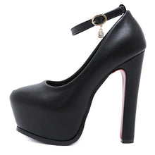 Load image into Gallery viewer, NIUFUNI Women Pumps Wedding Shoes Mary Jane Party Ankle Strap Pumps Platform Ladies Shoes Thick Heeled Black Beige Working Shoes
