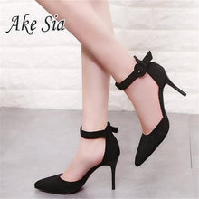 Load image into Gallery viewer, 2020 New Arrival Korean Concise Pointed Toe Office Shoes Women&#39;s Fashion Solid Flock Shallow High Heels Shoes for Wome
